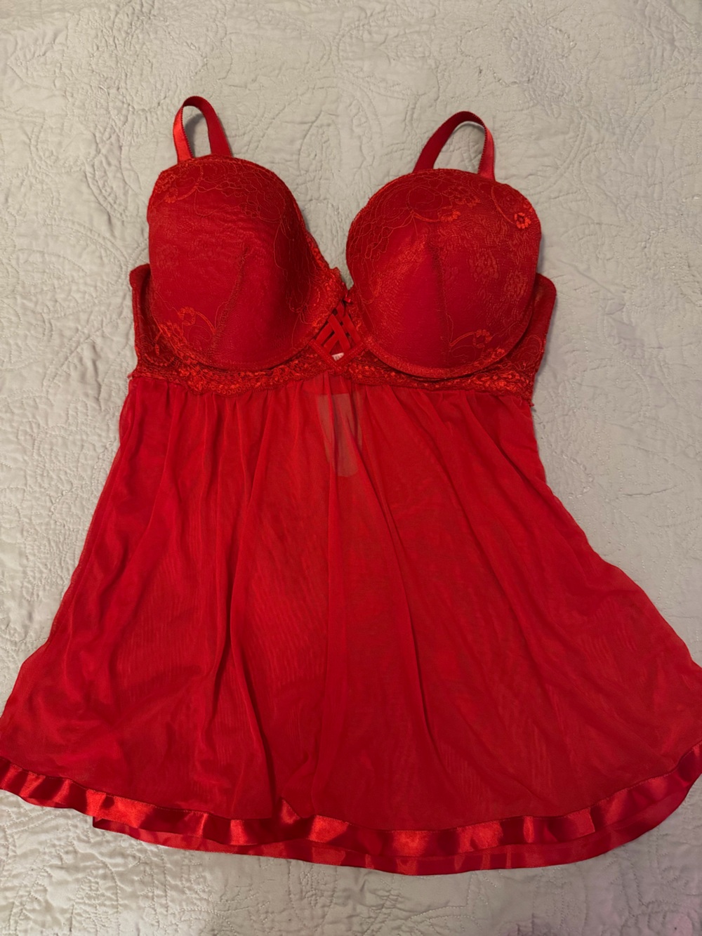 Like new Lace & Mesh Babydoll Chemise - Women Intimates